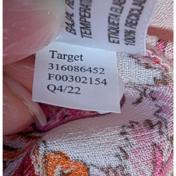 Knox Rose Boho Cottage Prairie Peasant Strawberry Floral Print Puff Sleeve Top L - Picture 10 of 10